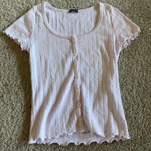 brandy melville pink ruffle floral zelly top